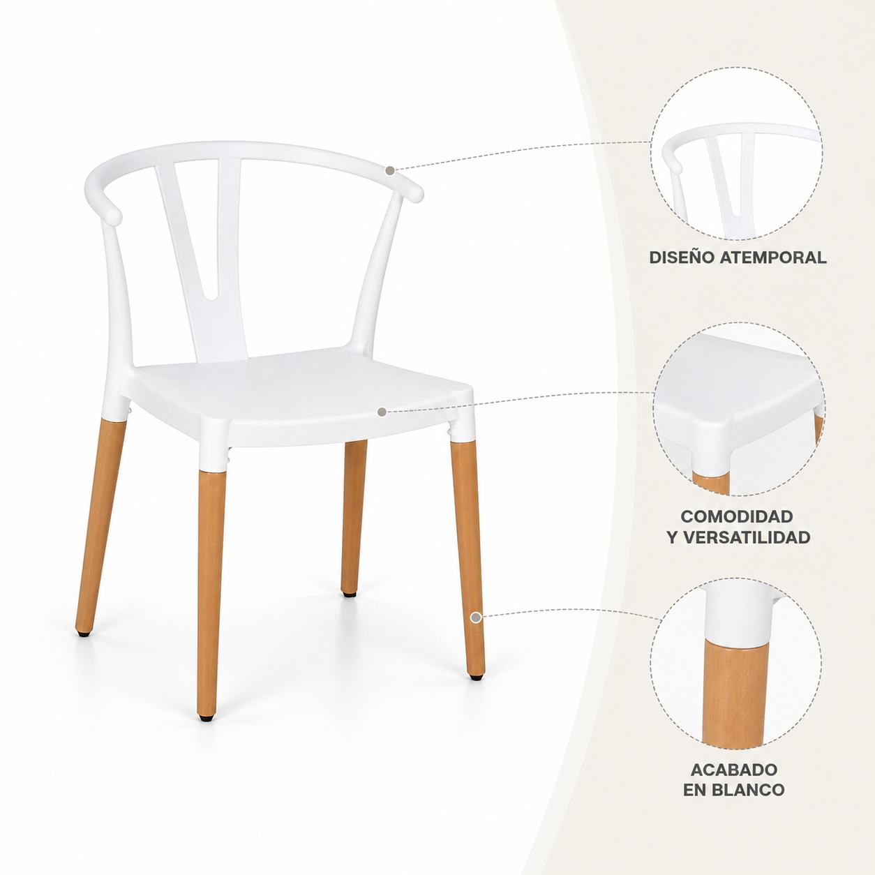 Pack 4 Sillas Wishbone Blanca