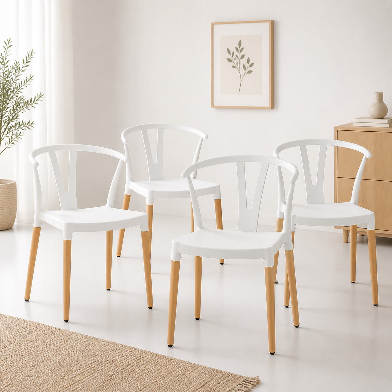 Pack 4 Sillas Wishbone Blanca