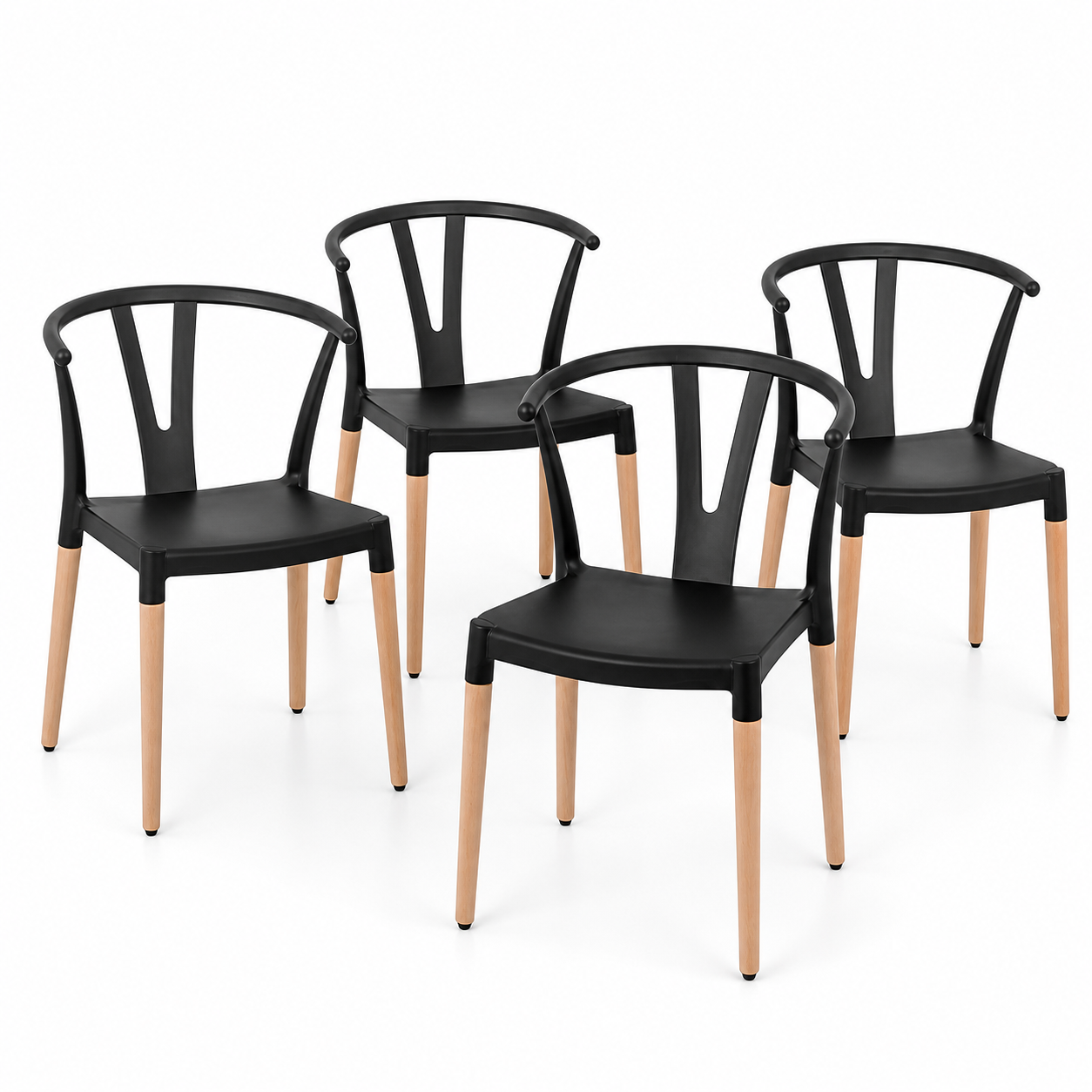 Pack 4 Sillas Wishbone Negra