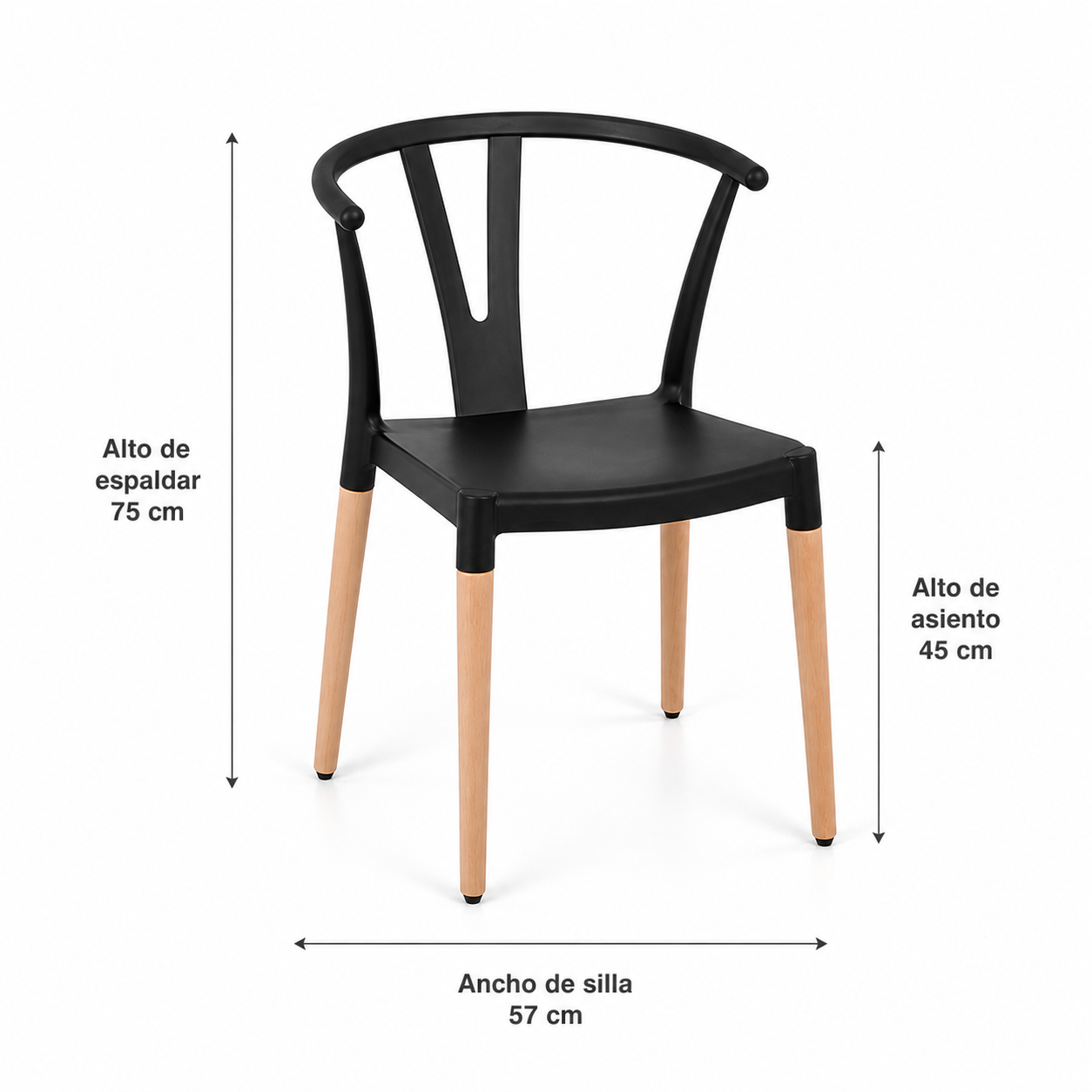 Pack 4 Sillas Wishbone Negra