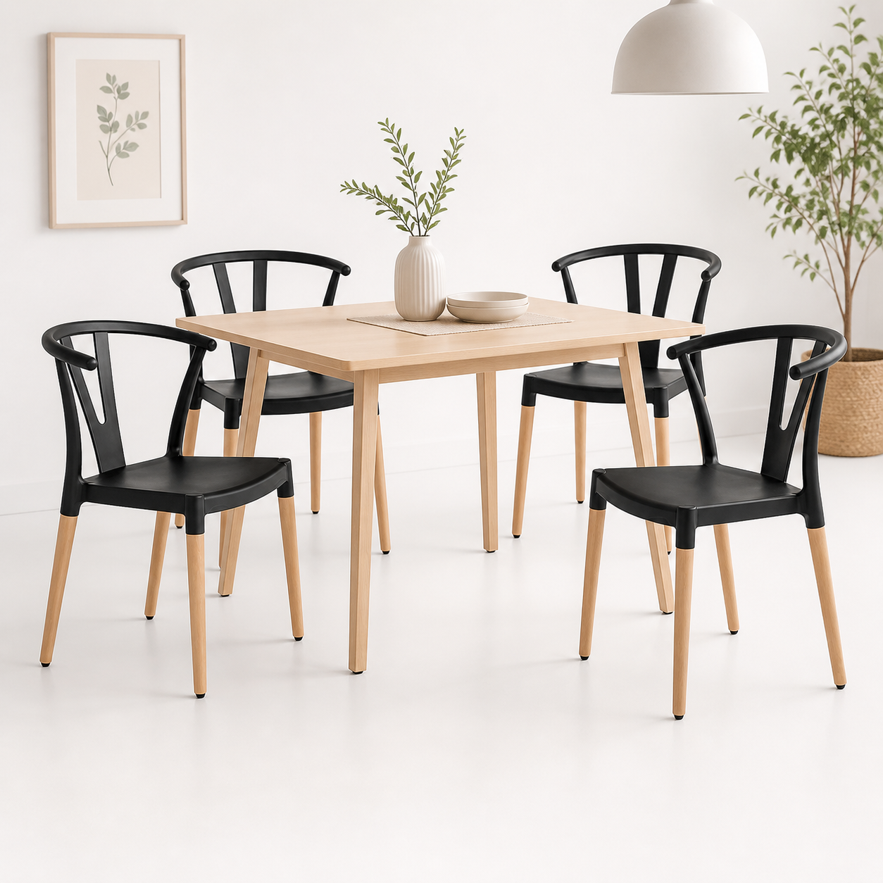Pack 4 Sillas Wishbone Negra
