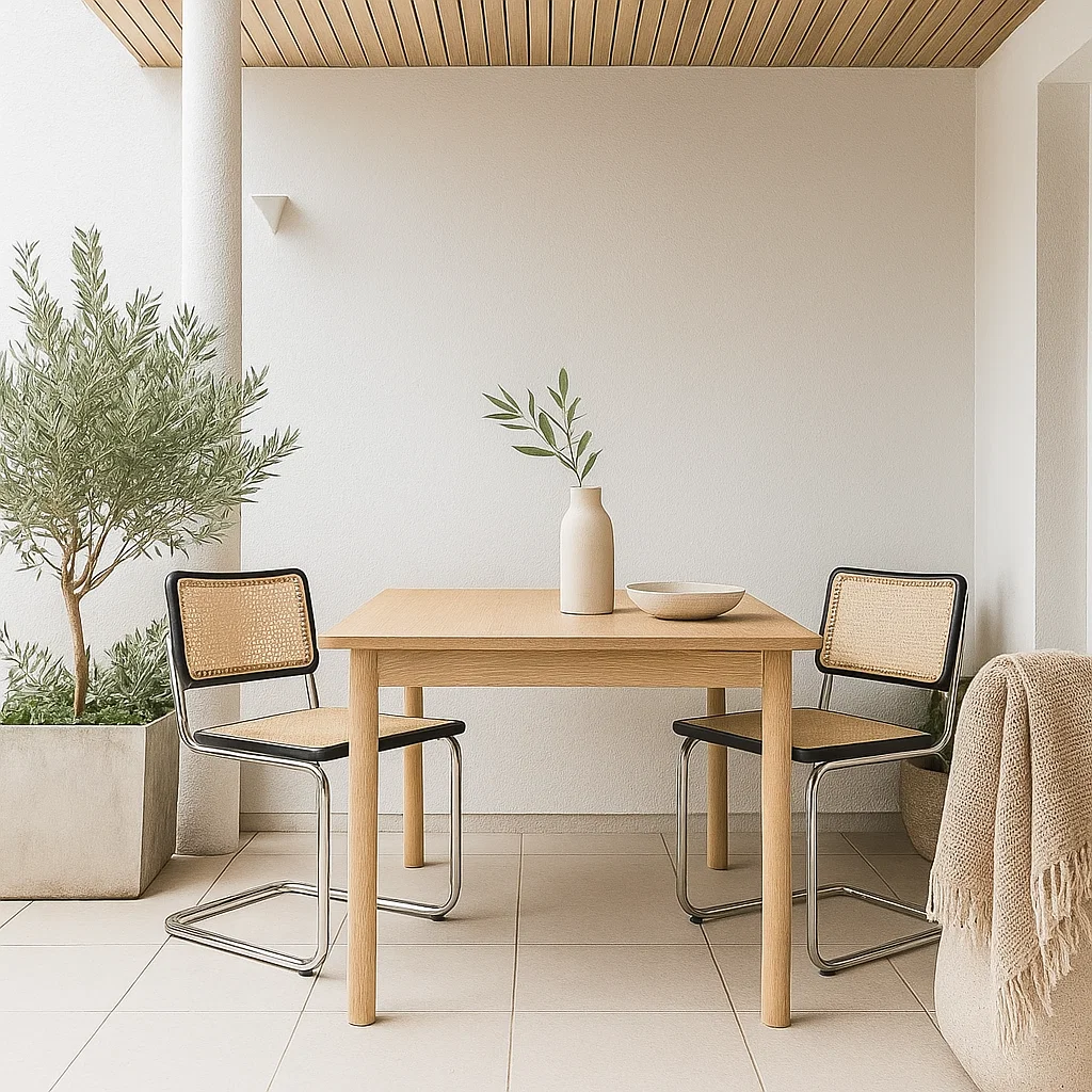 Pack de 2 Sillas Breuer Madera y Rattan - Negras