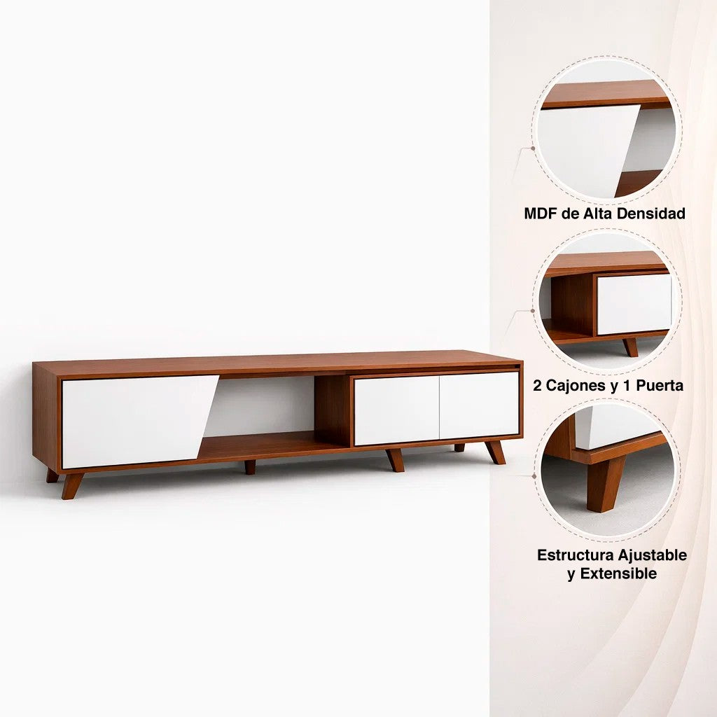 Rack de TV Ajustable nórdico color nogal