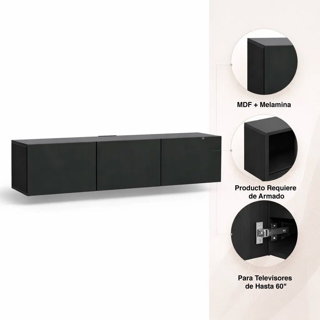 Rack TV Flotante Napoles Negro