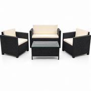Set de terraza de 4 piezas Sunset Black Rattan