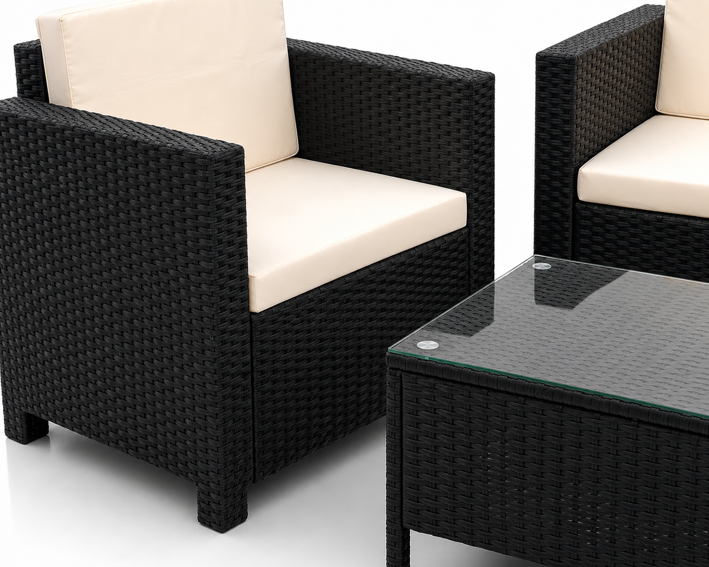 Set de terraza de 4 piezas Sunset Black Rattan