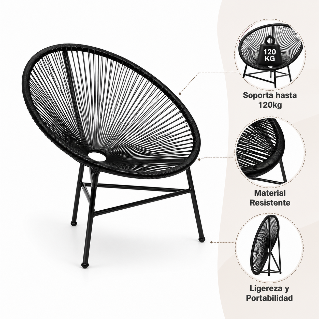 Silla de terraza Veracruz Negra