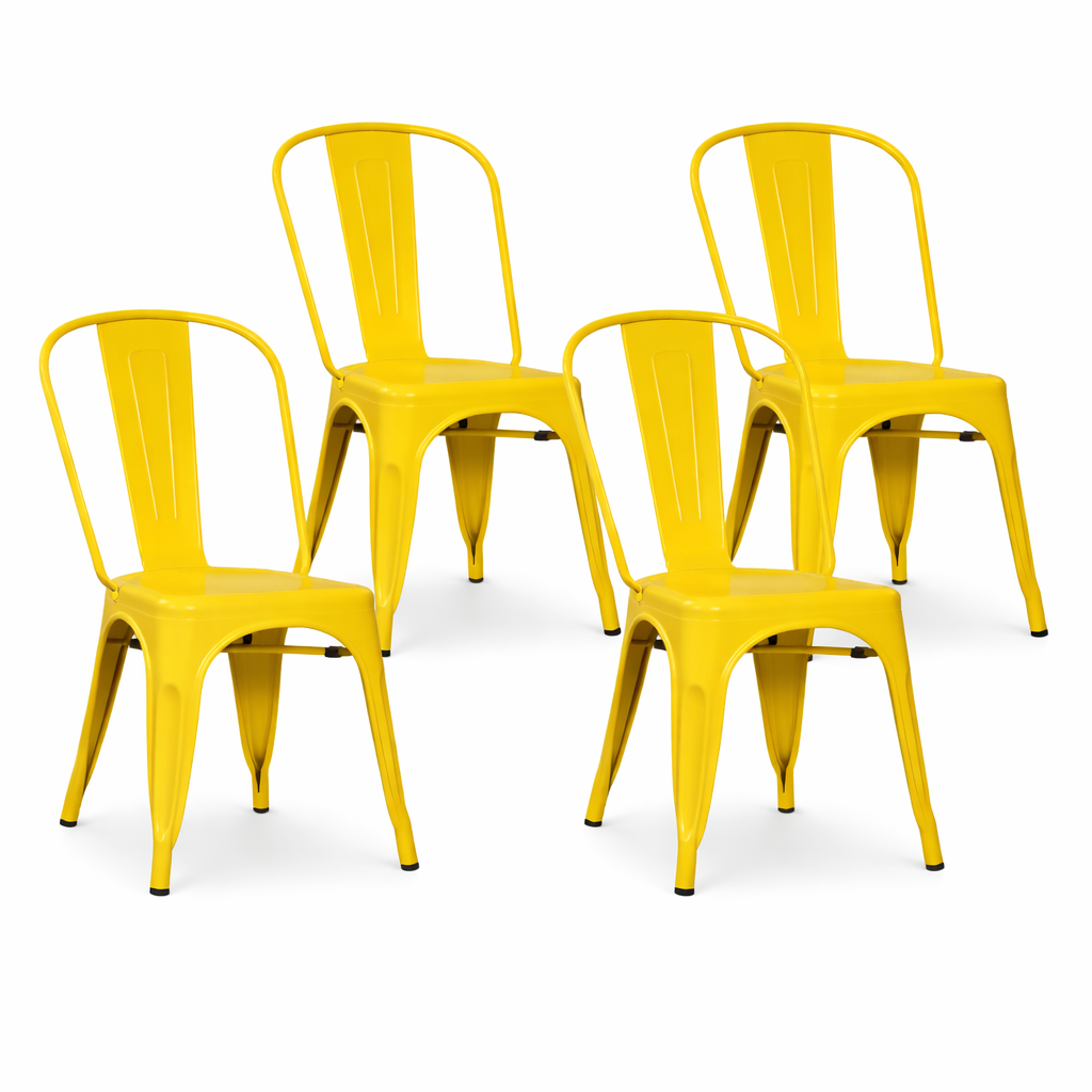 Sillas de Comedor diseño Tolix. Pack 4 Unidades Amarillas