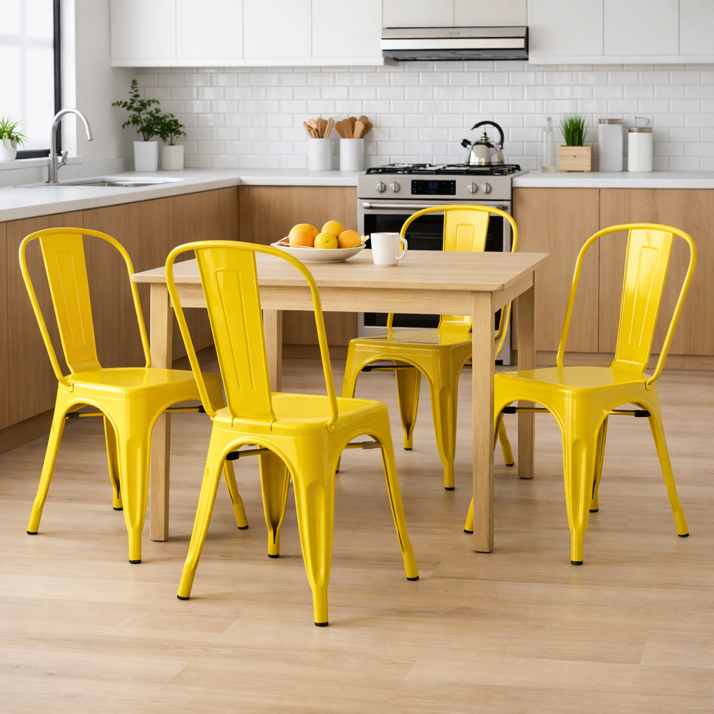 Sillas de Comedor diseño Tolix. Pack 4 Unidades Amarillas