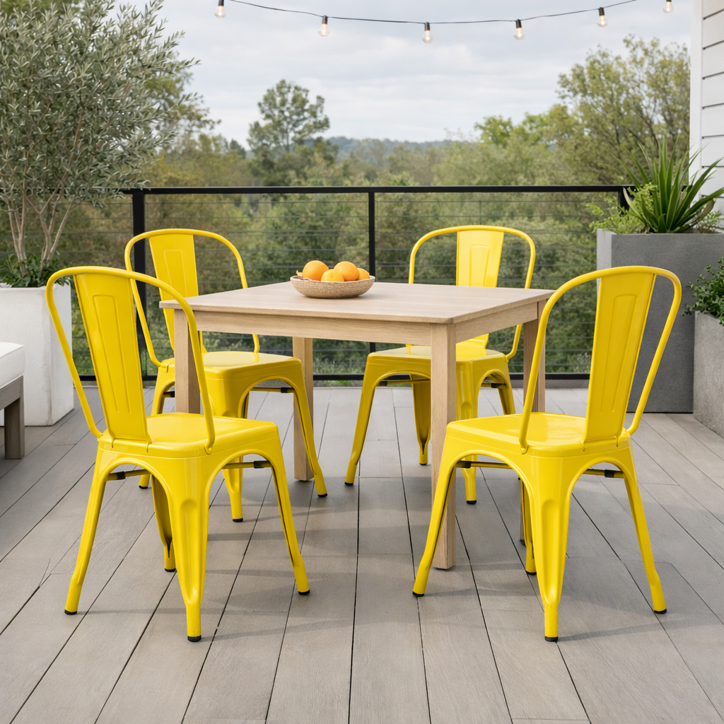 Sillas de Comedor diseño Tolix. Pack 4 Unidades Amarillas