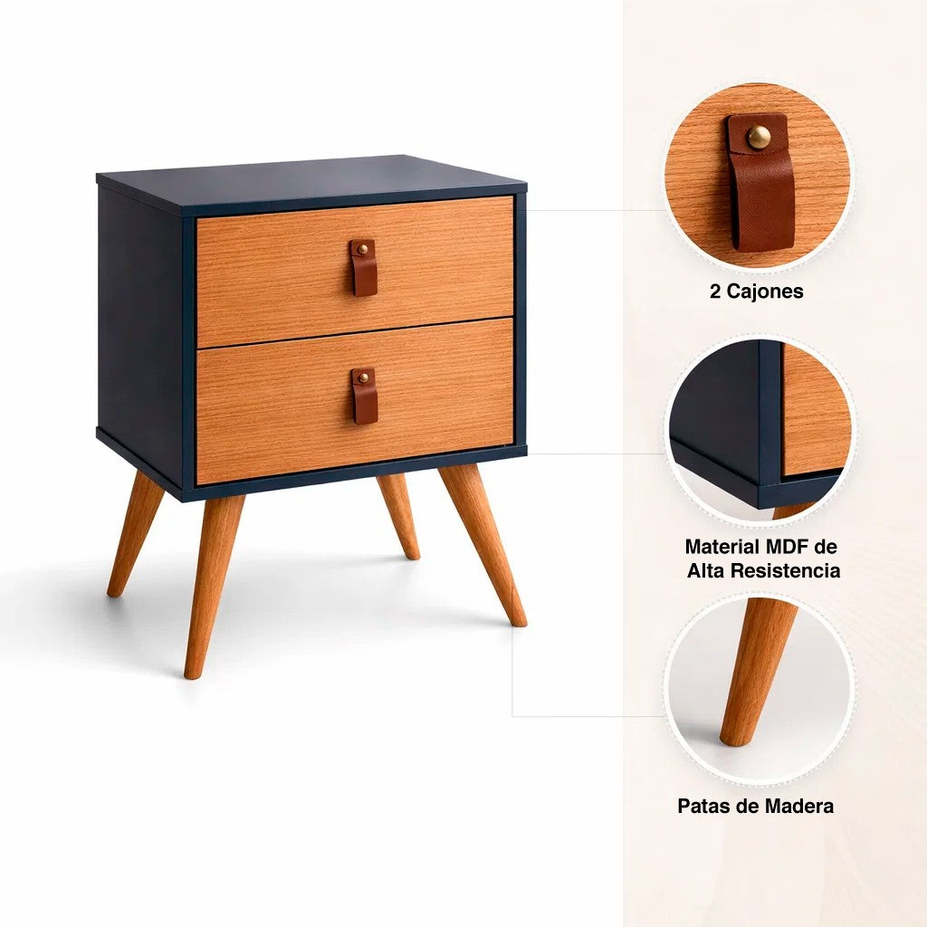 Velador 2 Niveles Woodline Beige & Brown