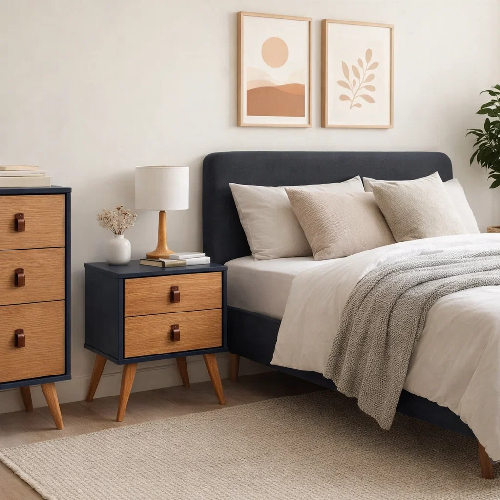 Velador 2 Niveles Woodline Beige & Brown