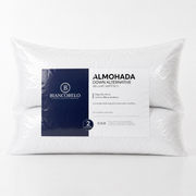 Pack 2 Almohadas Biancobelo 100% Algodón 50x70 cm con relleno de microfibra, suaves, cómodas y ideales para un descanso reparador.
