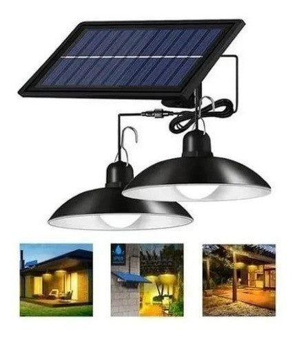 Pack de 2 lámparas LED solares colgantes de 240W con control remoto