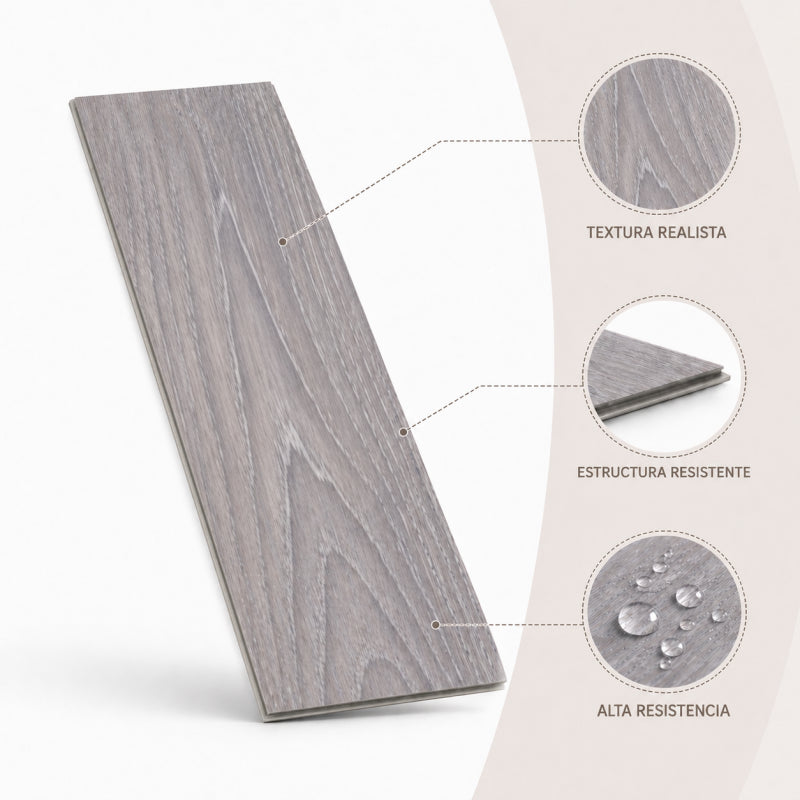 Piso vinilico SPC caja 12 unidades madera 2,69m2 122x184cm 4mm espesor
