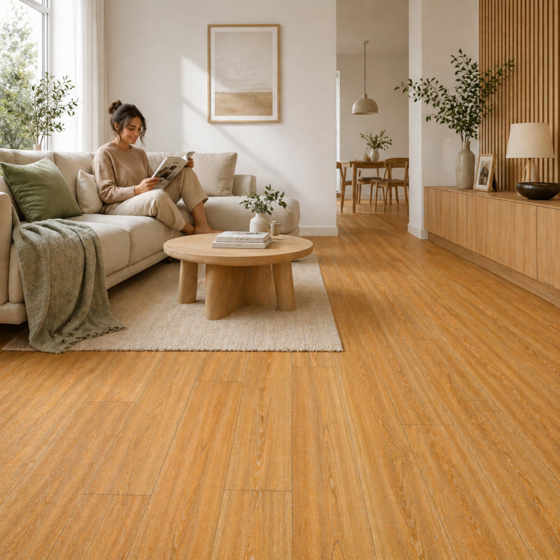 Piso vinilico SPC caja 12 unidades madera clara 2,69m2 122x184cm 4mm espesor