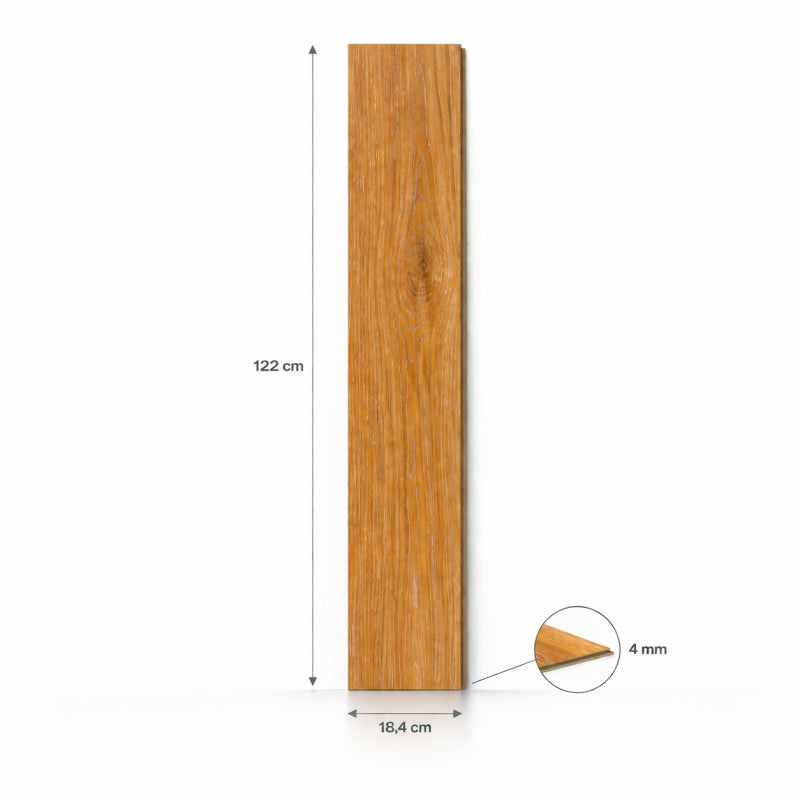 Piso vinilico SPC caja 12 unidades madera clara 2,69m2 122x184cm 4mm espesor