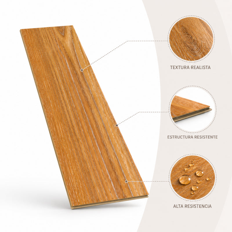 Piso vinilico SPC caja 12 unidades madera clara 2,69m2 122x184cm 4mm espesor