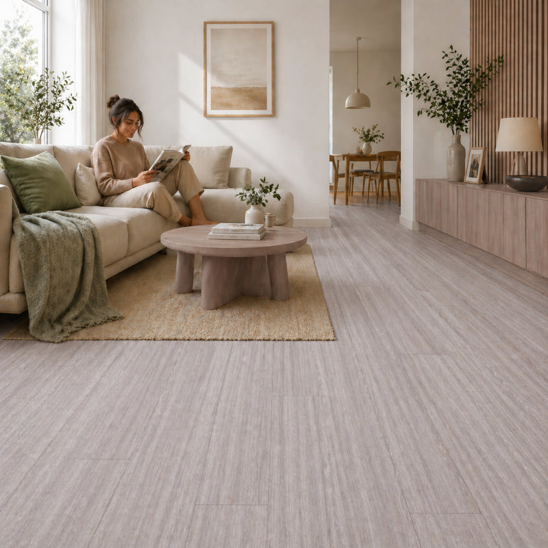 Piso vinilico SPC caja 12 unidades madera gris 2,69m2 122x184cm 4mm espesor
