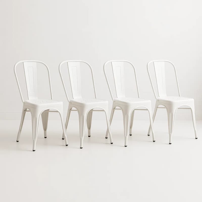 Sillas de Comedor diseño Tolix. Pack 4 Unidades Blanco Mate