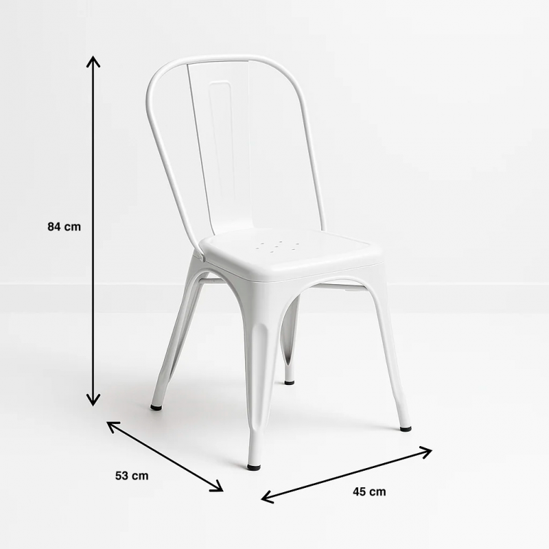 Sillas de Comedor diseño Tolix. Pack 4 Unidades Blanco Mate