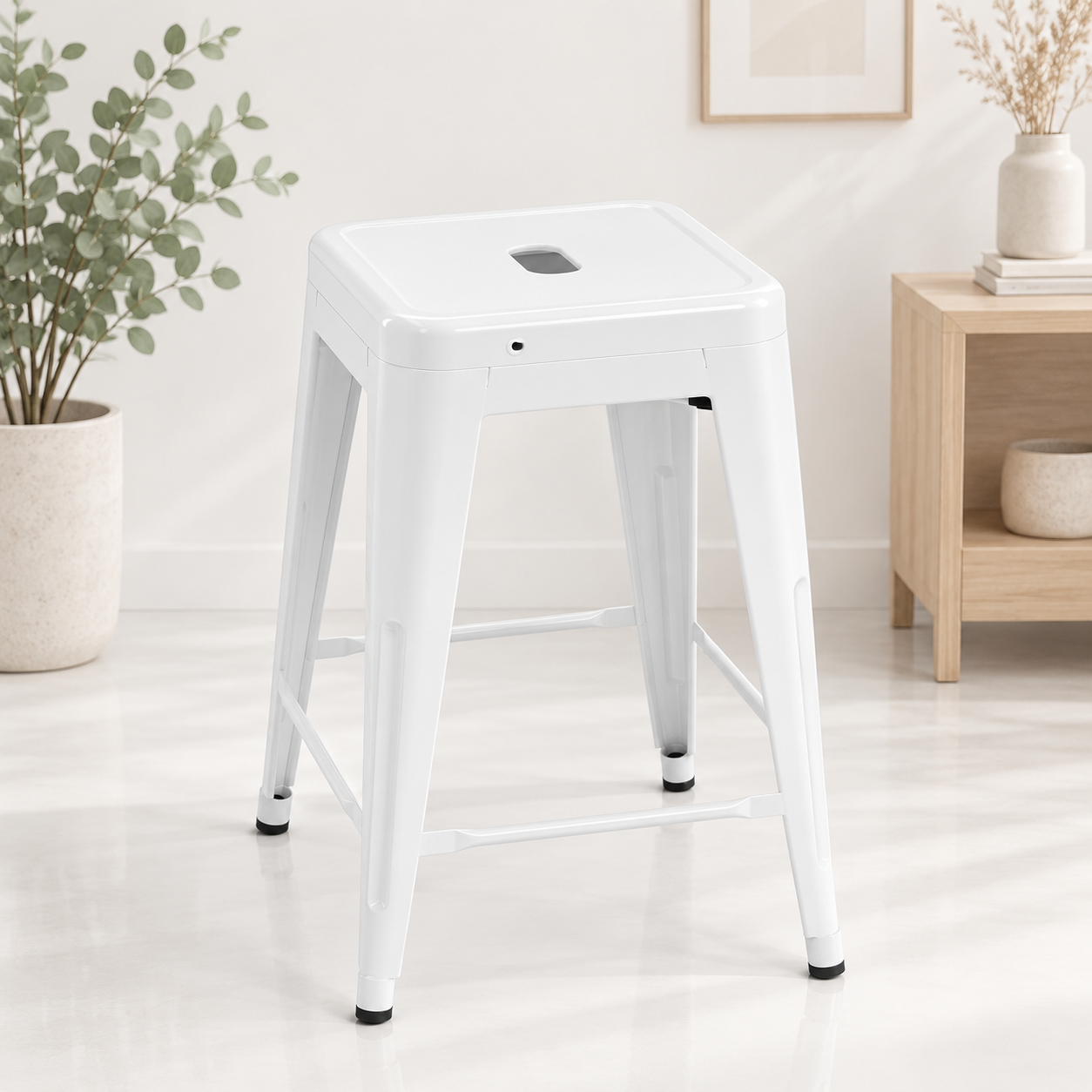 Taburete 77 cms blanco